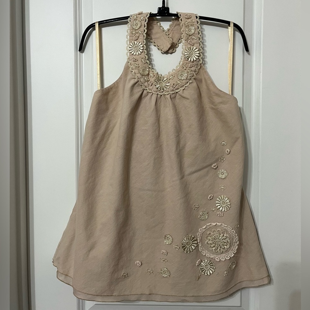Spenser Jeremy Tan Embellished Tank Top